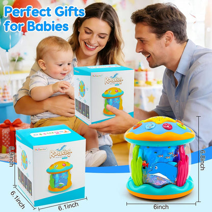Juguetes para bebés de 6 a 12 meses, proyector musical giratorio con luz boca abajo, juguetes para bebés de 0 a 6, 3 a 6 meses, juguetes para gatear para acuarios de 4, 5, 6, 7, 8, 9, 12 a 18 meses