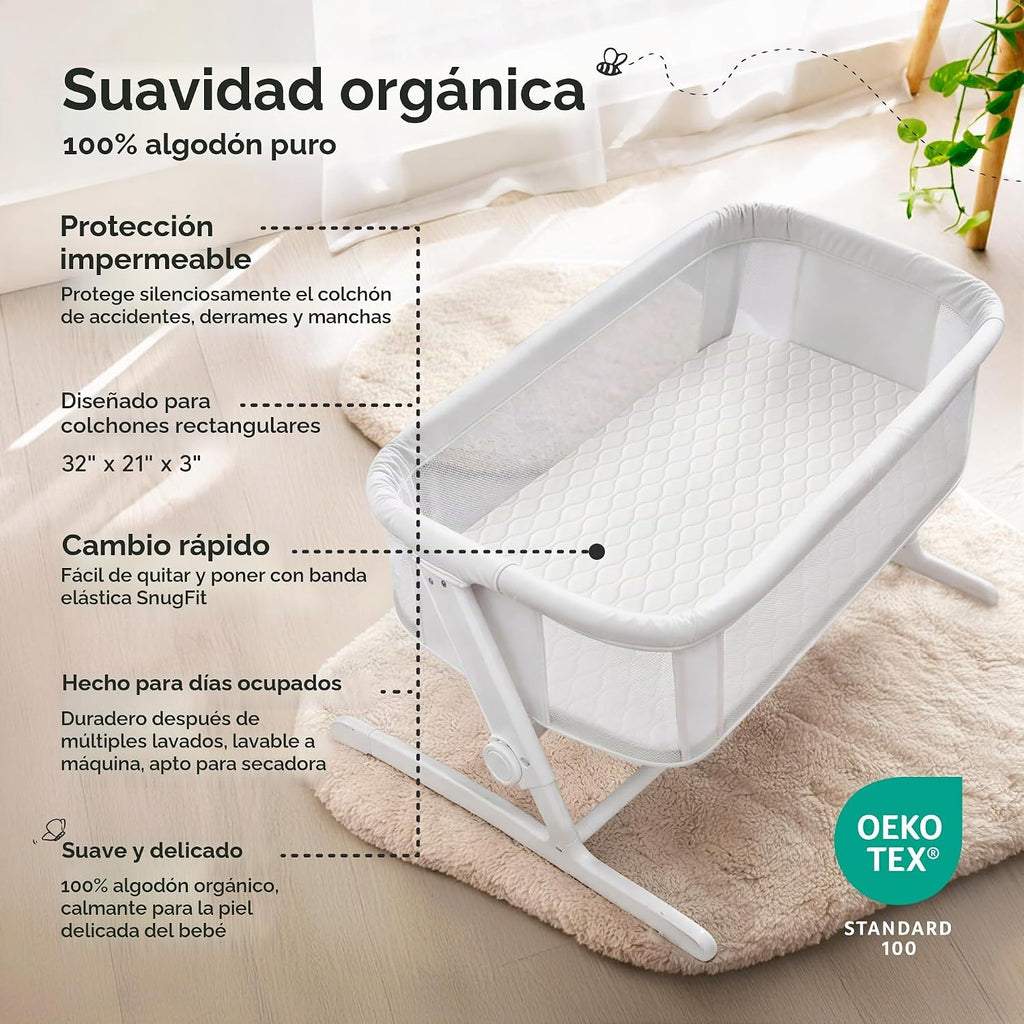 Paquete de 2 protectores de colchón impermeables para moisés de 32...