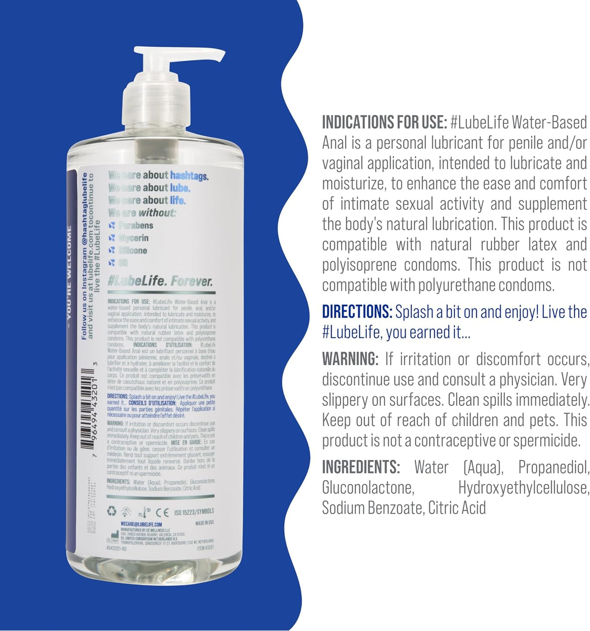 LubeLife Lubricante anal a base de agua para hombres, mujeres y par...