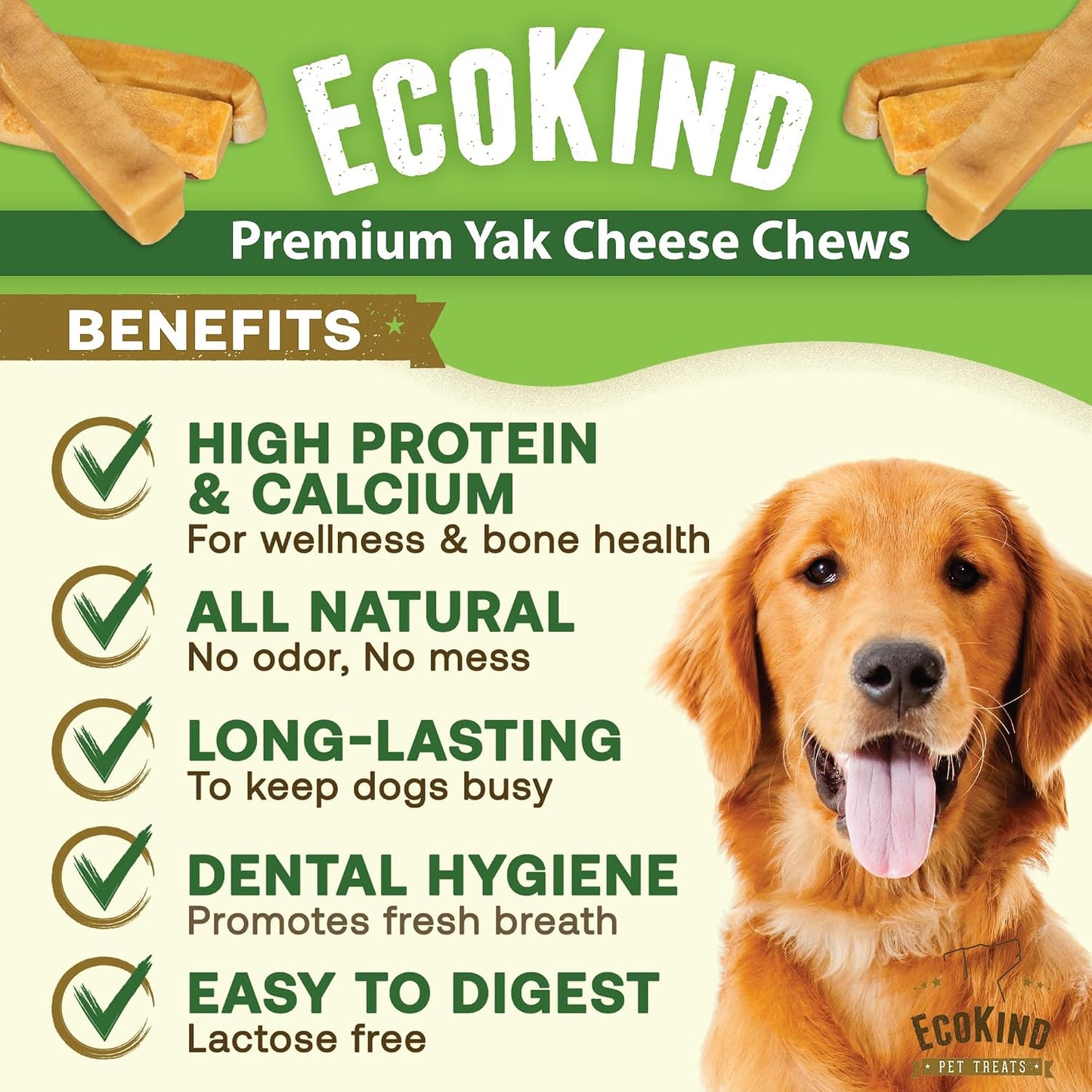 EcoKind Premium Gold Yak Cheese Masticables Himalayos para Perros,...