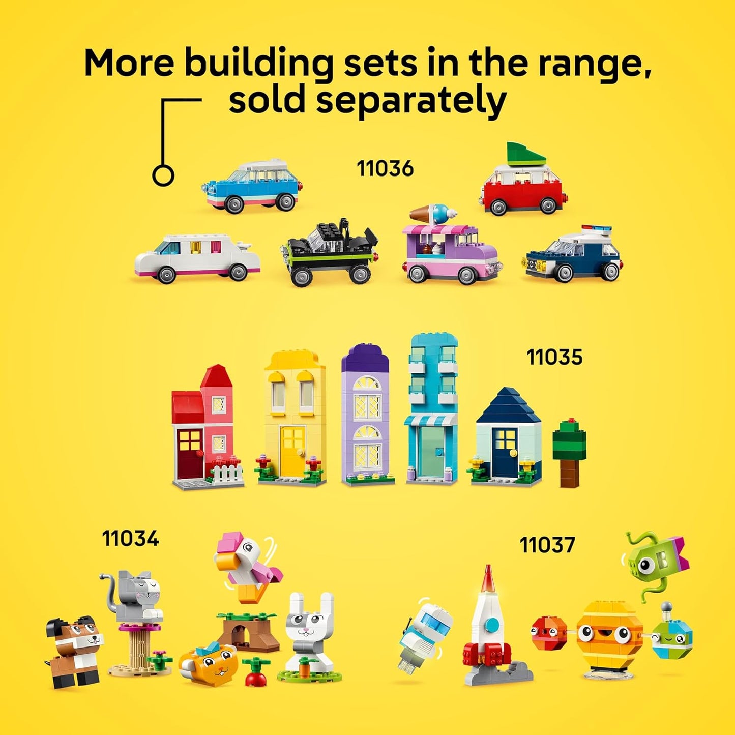 LEGO Bloques de construcción clásicos y vibrantes de caja de ladrillos – Juguetes sensoriales y de aprendizaje para niños y niñas, a partir de 4 años – Juguetes preescolares – Regalo para cumpleaños – 11038