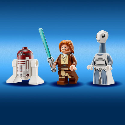 Set de juguete de construcción LEGO Star Wars OBI-Wan Kenobi's Jedi Starfighter 75333 - Incluye minifiguras, sable de luz, nave estelar clon de El Ataque de los Clones, gran regalo para niños, niños y