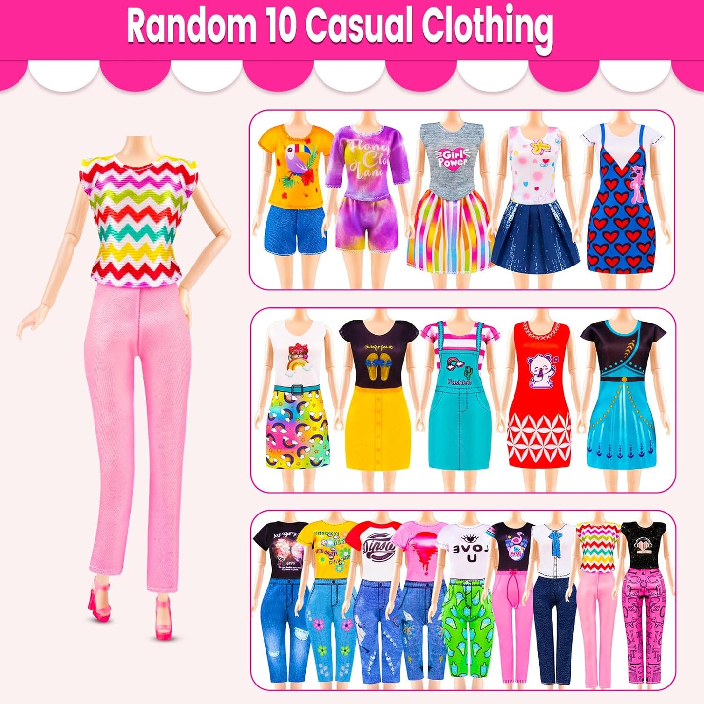 110 piezas de ropa y accesorios para muñecas y juguetes de vestir p...