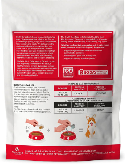 Dinovite Probióticos para perros medianos, adorno probiótico para a...