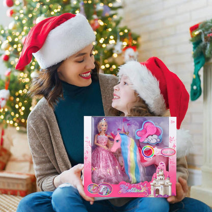 BETTINA Juego de muñecas de princesa unicornio con luz mágica, jugu...