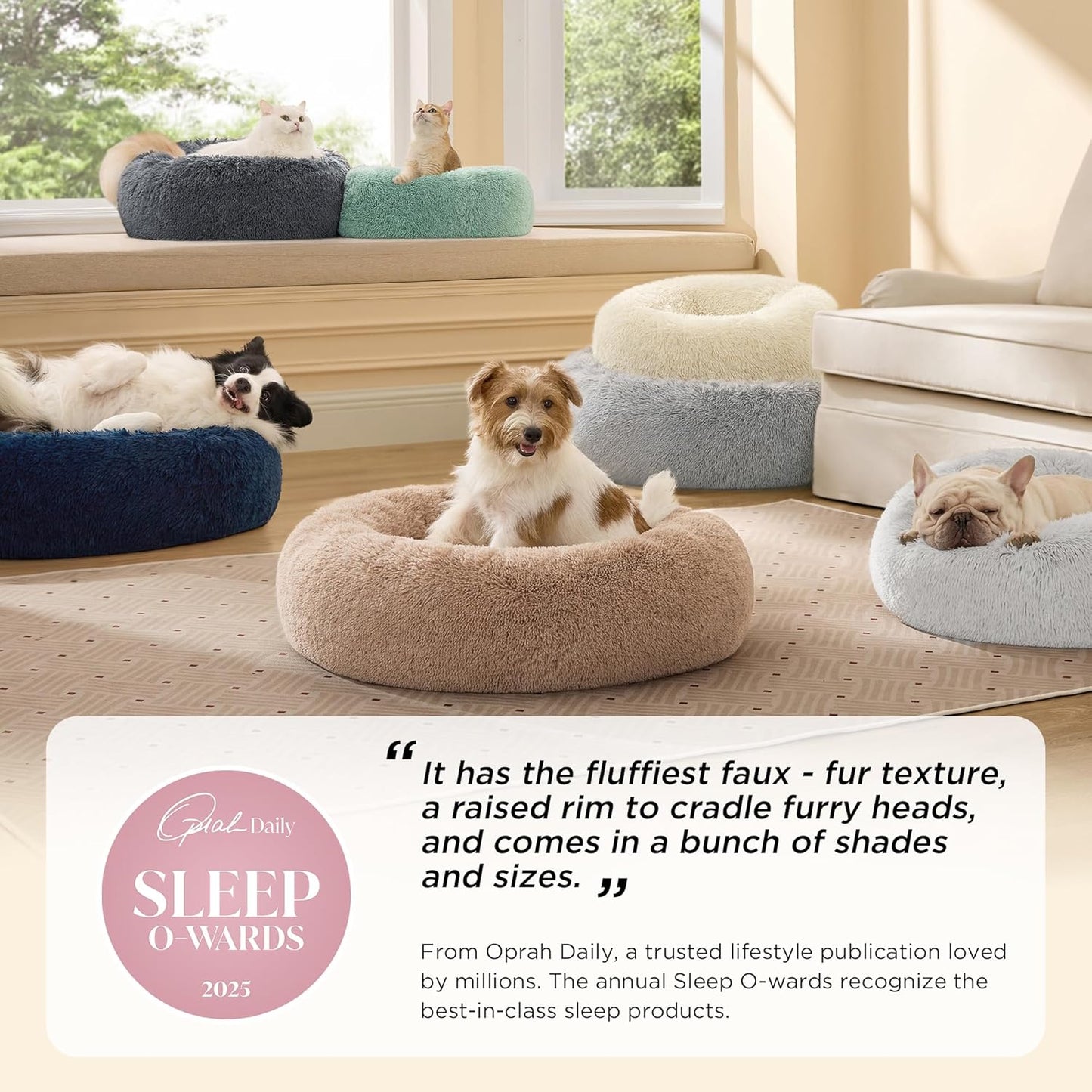 Bedsure - Cama relajante para perro mediano, lavable, tipo dona, ca...