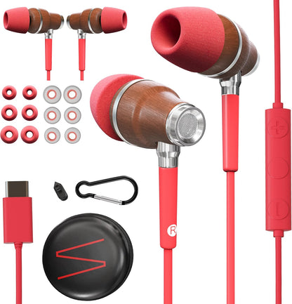 Auriculares con cable de madera premium de Symphonized para iPhone...