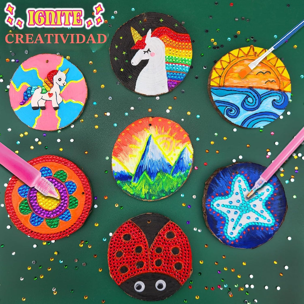 klmars Kit de pintura de madera para niños, que brilla en la oscuri...
