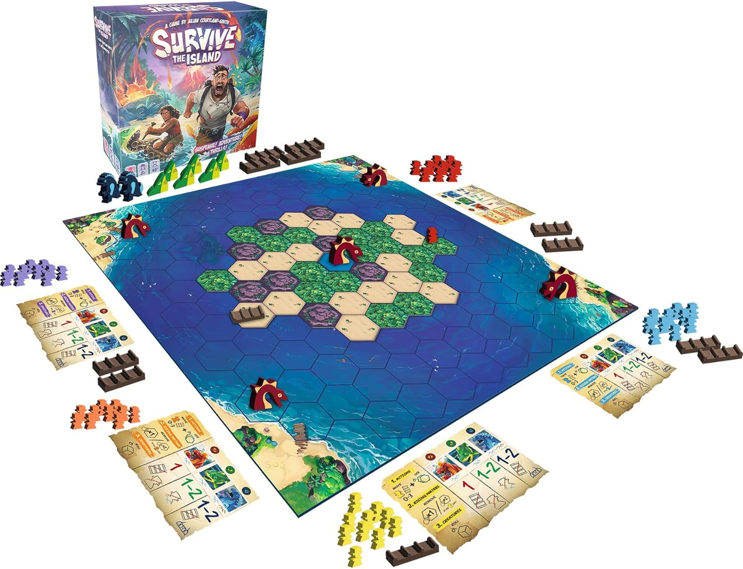 Asmodee Survive The Island - Juego de mesa (edición 2024) - Aventura de escape emocionante con nuevos monstruos, divertido juego de estrategia para niños y adultos, a partir de 8 años, 2 a 5 jugadores