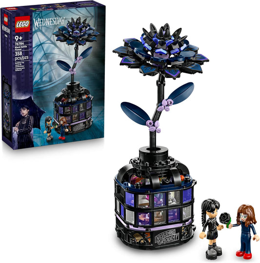 LEGO Wednesday - Juguete de construcción de flores de dalia negra, juego de simulación para niñas y niños, a partir de 9 años, con Minidolls de Wednesday Addams y profesor, bloques de construcción