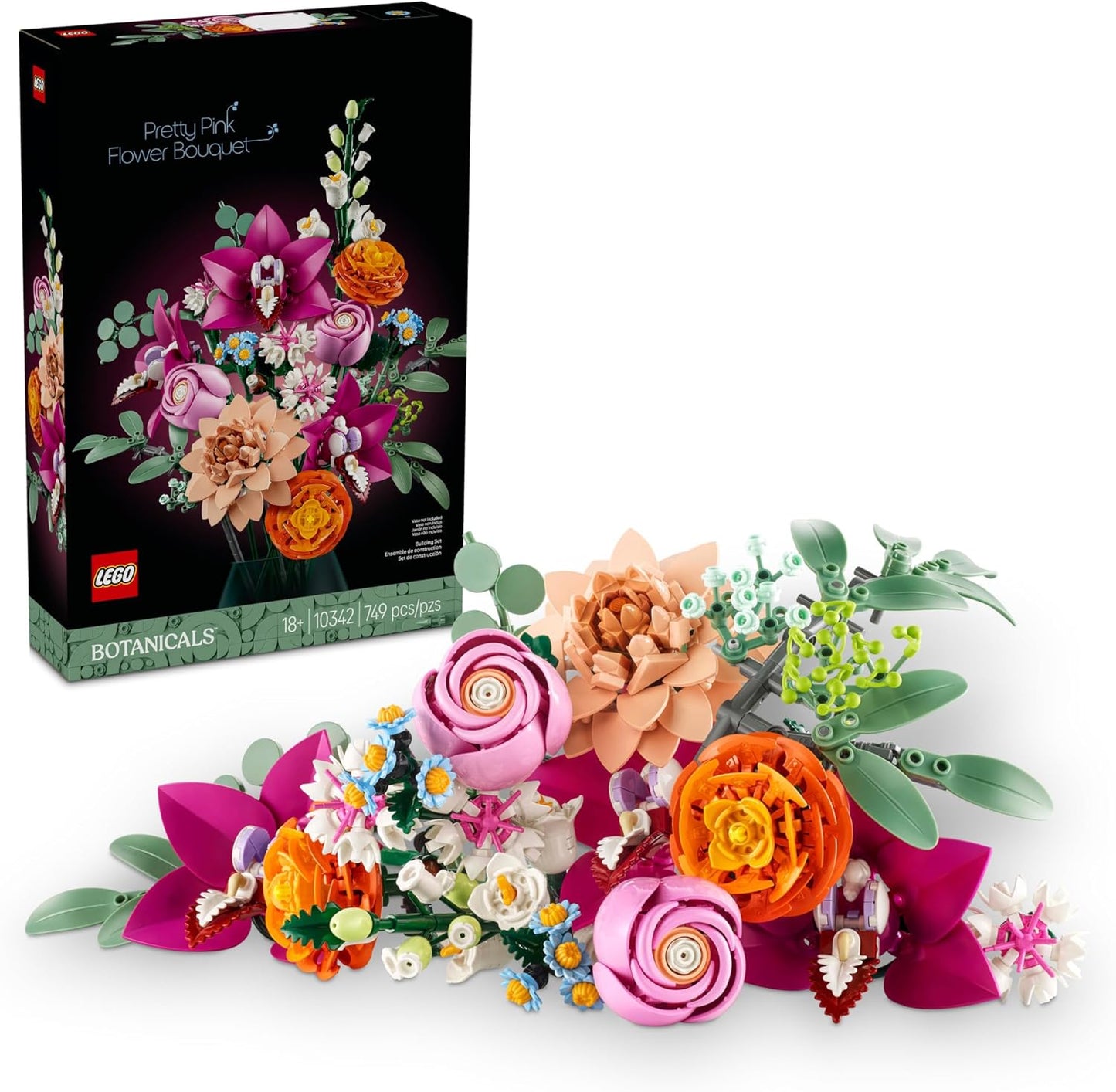 LEGO Botanicals Juego de Construcción de Ramo de Flores Rosas Bonitas para Adultos - Regalos para Aniversario para Mujeres y Hombres - Flores Artificiales para Decoración o Exhibición en Mesa - 10342