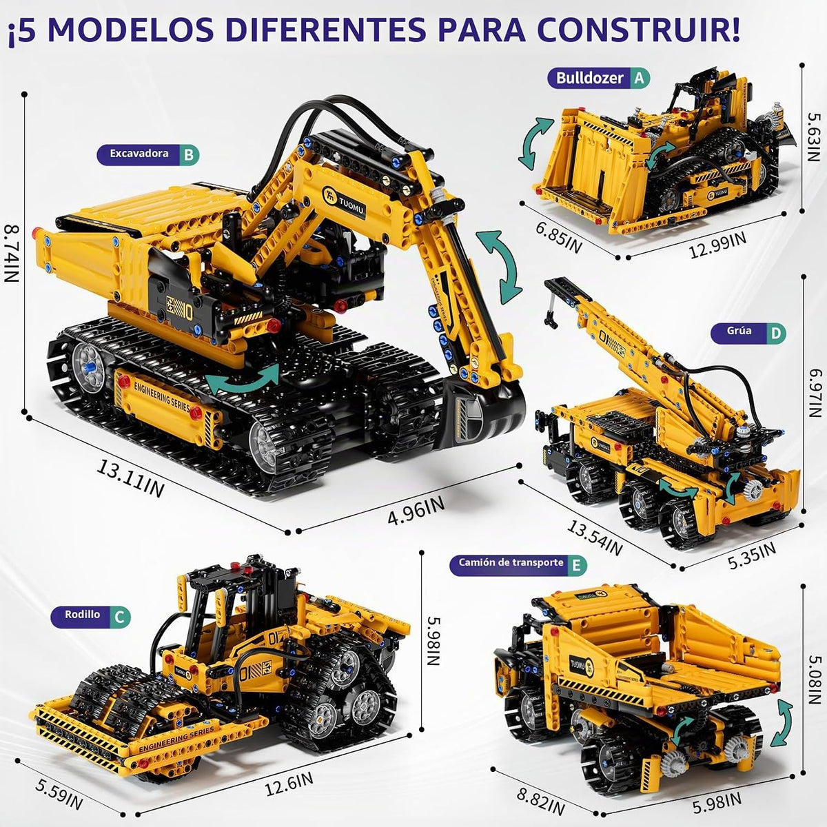 DOLIVE Juego de bloques de construcción STEM 5 en 1 para niños de 8...