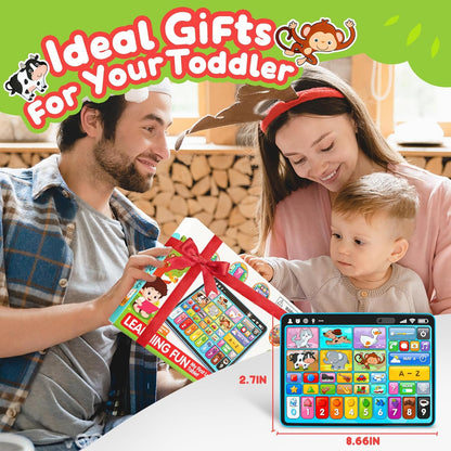 Tableta de Juguete de Aprendizaje Trilingüe con Música y Sonido, Juguetes de Terapia Musical del Habla Montessori, Regalos para Niño, Niña, Bebé, Niños Pequeños, para Edad 1, 2, 3 Años (12-18