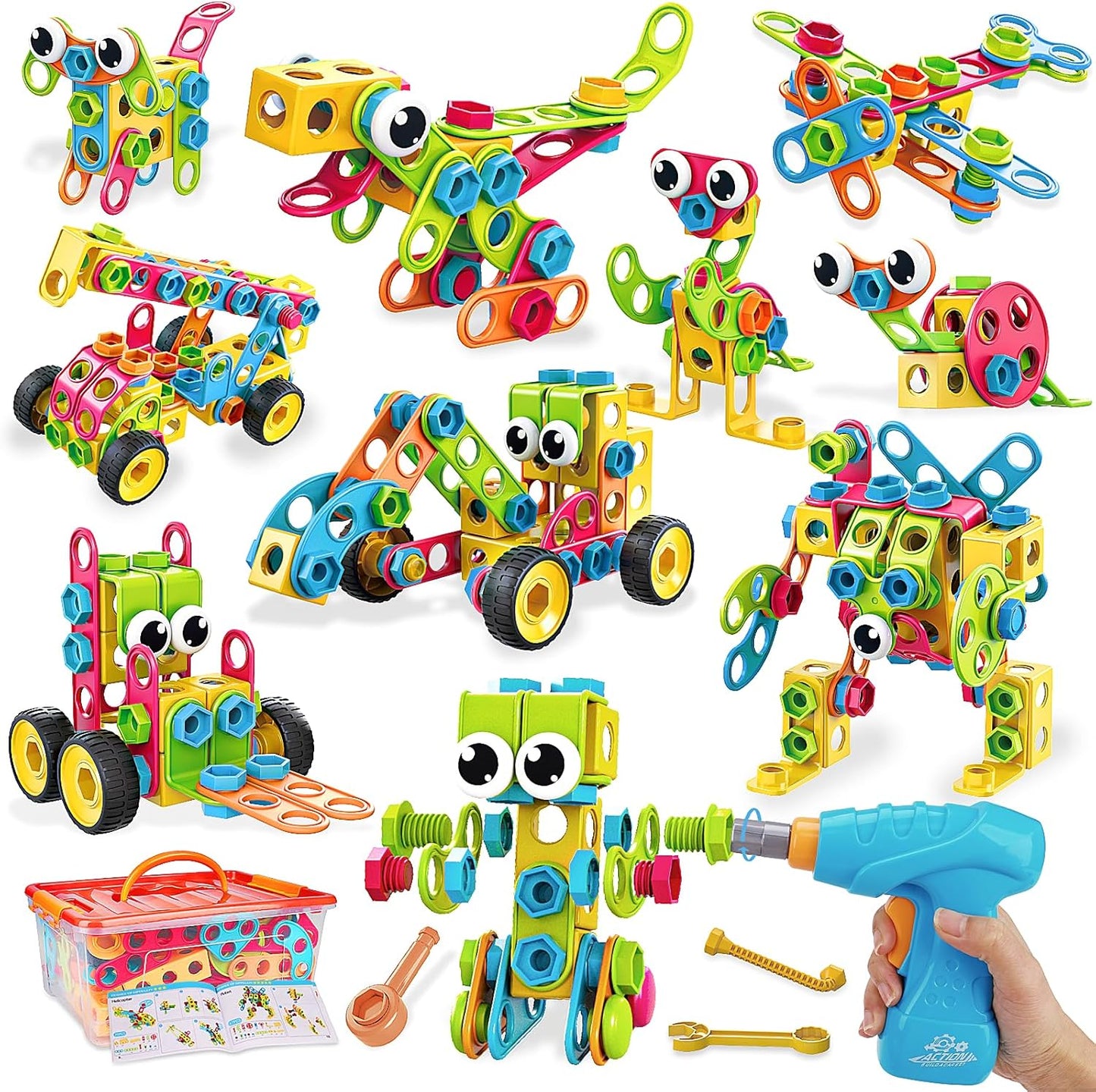 199 PIEZAS Bloques de Construcción, Juguetes STEM para Niños de 3, 4, 5, 6, 7, 8+ Años, Regalos de Cumpleaños para Niños y Niñas, Juguetes Educativos de Construcción para Preescolar, Edades 3-5, 4-8