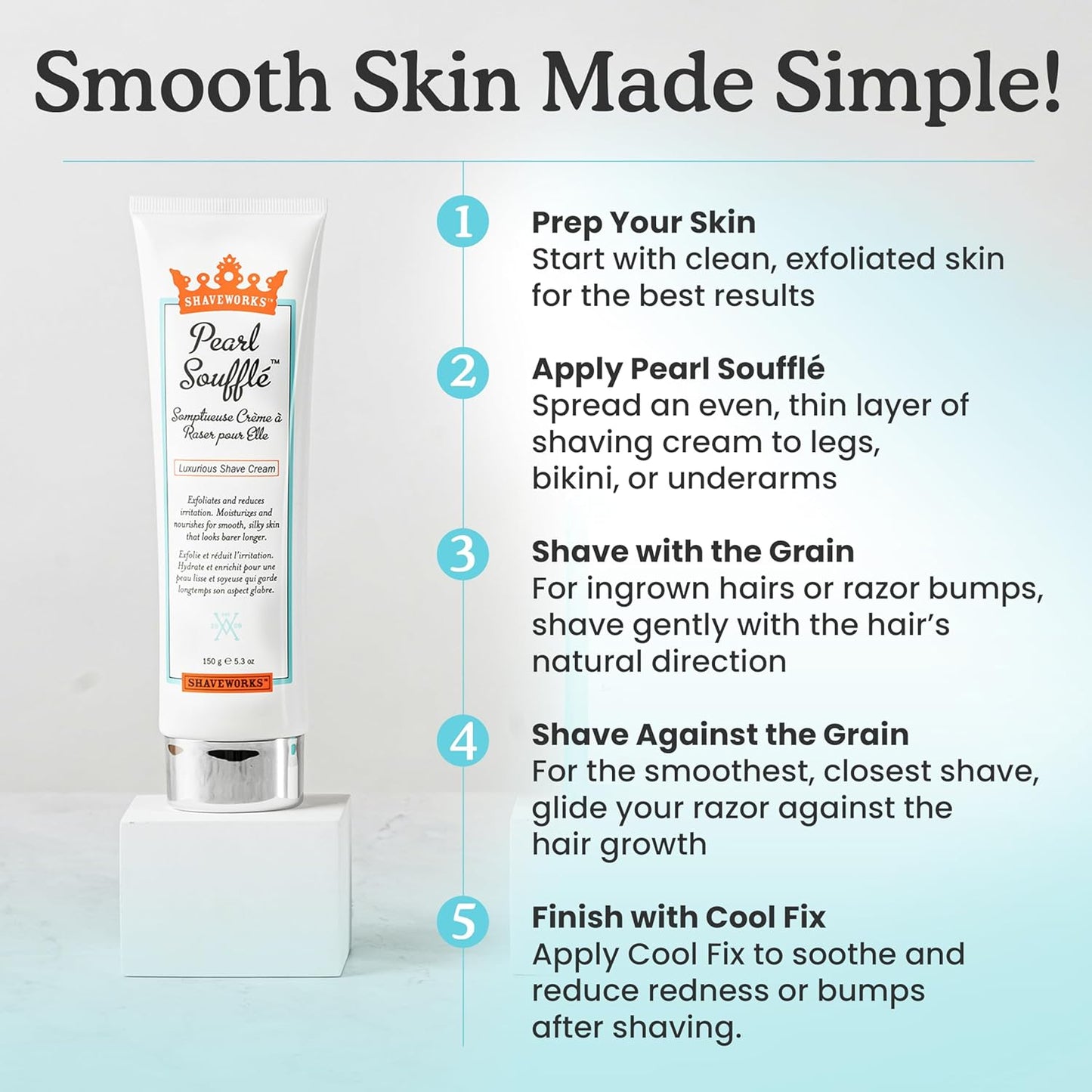 Shaveworks Pearl Soufflé Crema de afeitar para mujeres, loción de a...