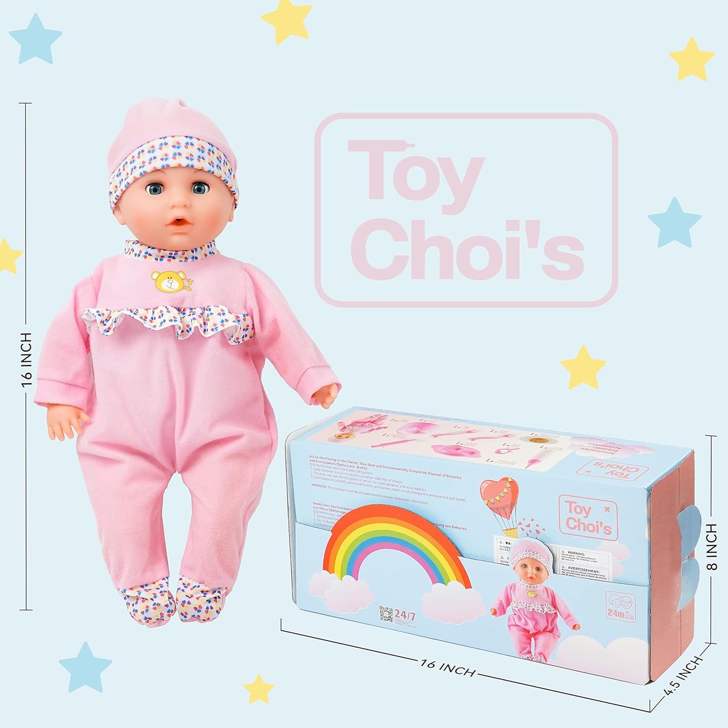 Toy Choi's Pretend Play Series - Muñeca rosa de 16 pulgadas, ju...