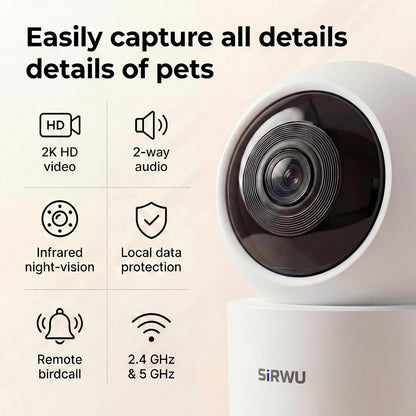 Sirwu Cámara AI Pet para interiores con aplicación de teléfono, cám...
