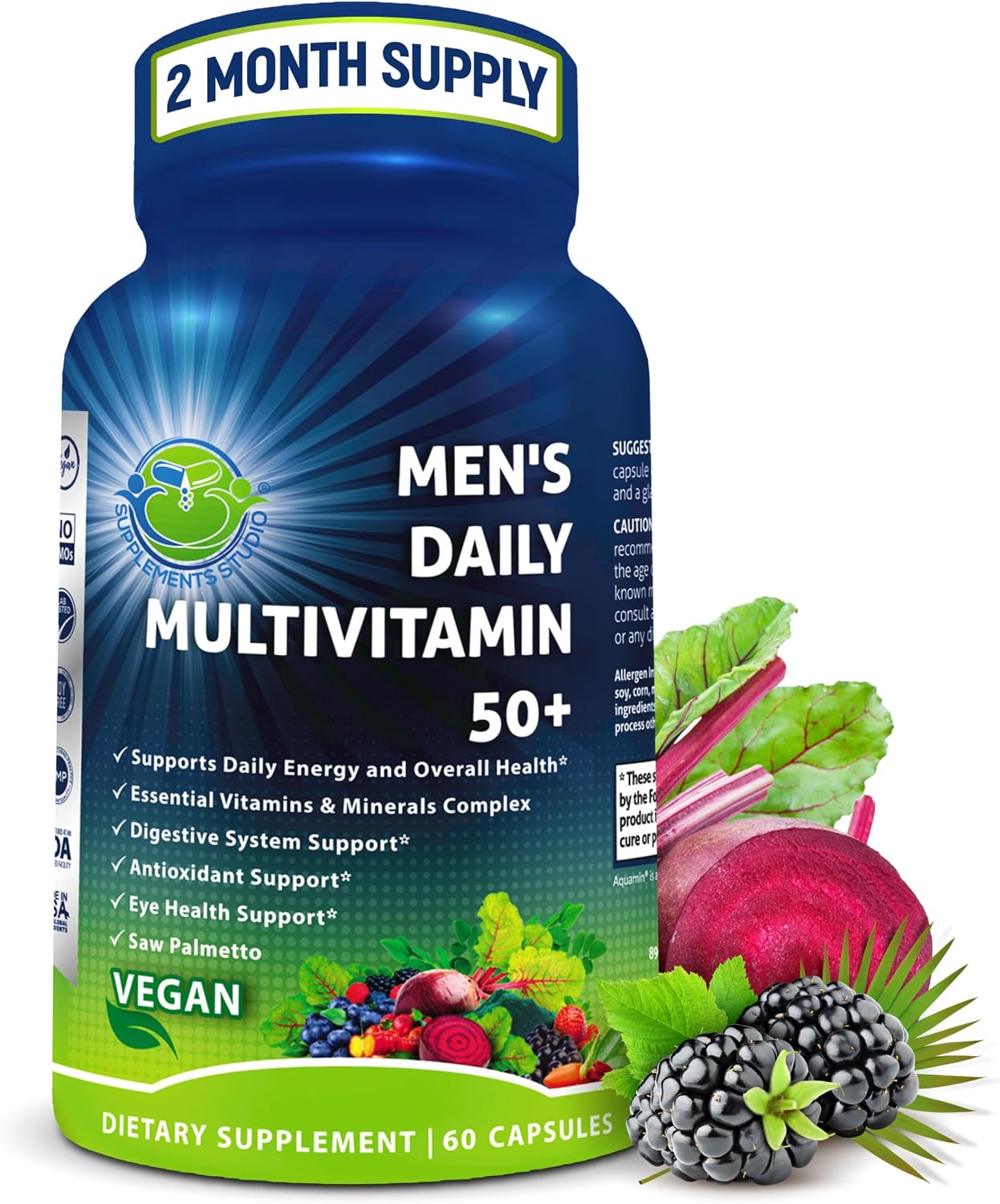 Multivitamínico diario para hombres 50 Plus - Multivitamínico vegan...