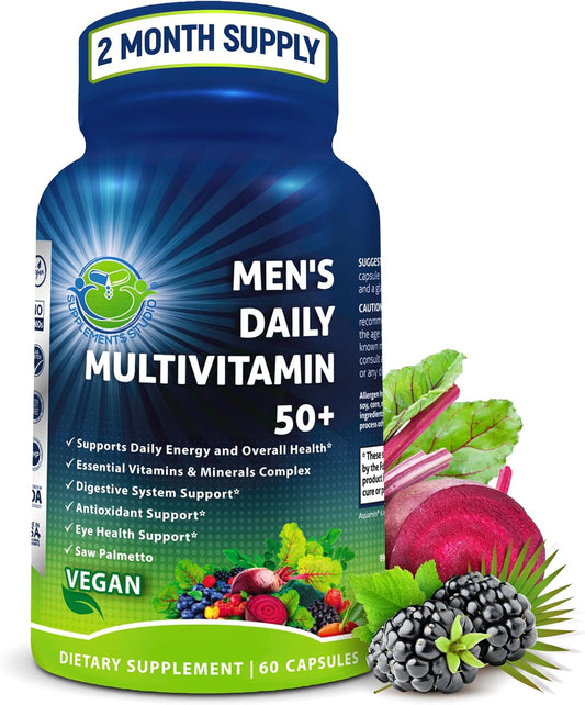 Multivitamínico diario para hombres 50 Plus - Multivitamínico vegan...