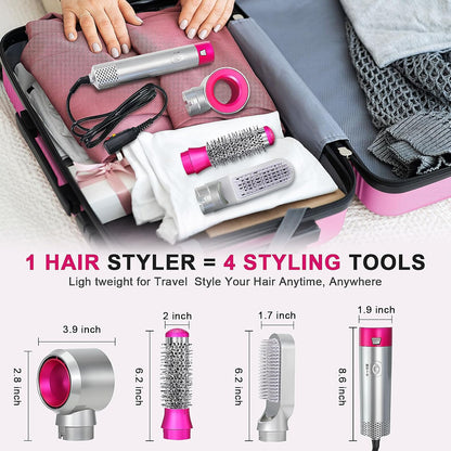 Juego de cepillos para secador, Air Sculpt 3 en 1 cepillo de aire caliente secador - Estilizador de peinado de salón para rizar, dar volumen y alisar con 3 cabezales intercambiables, cabello elegante