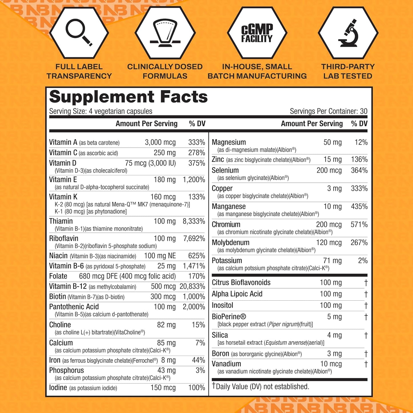 NutraBio Multisport para hombres - Multivitamina para hombre - 33 v...