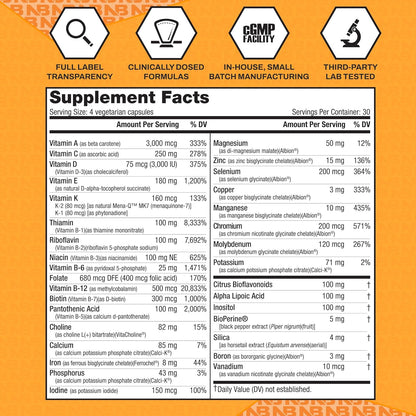 NutraBio Multisport para hombres - Multivitamina para hombre - 33 v...
