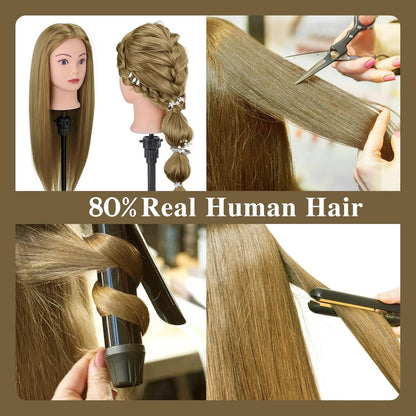 Cabeza de maniquí de 28 pulgadas de cabello humano, cabeza de maniq...