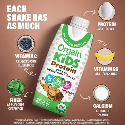 Orgain Organic Kids - Batido nutricional de proteínas para niños, c...