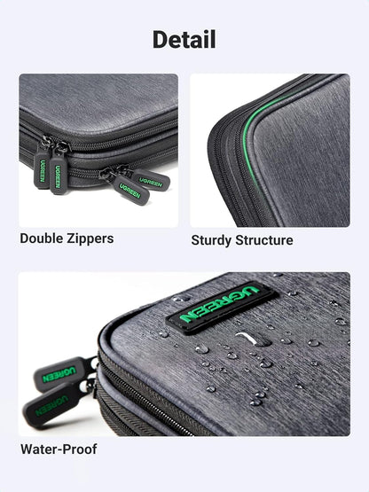 UGREEN Organizador Electrónico de Viaje, Bolsa Organizadora de Cables de Viaje para Cables de Datos, Cargador USB C, Tarjeta SD, Disco Duro, Cable de Carga, Ratón, Banco de Energía, Teléfono, Enchufe