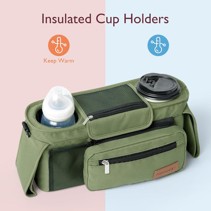 Momcozy: Organizador universal para cochecito con soporte para taza...