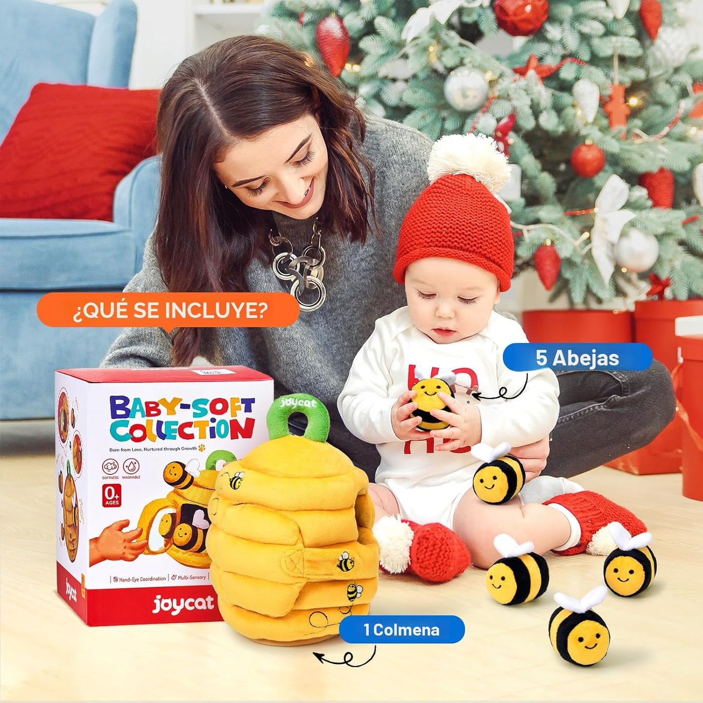 JoyCat Juguetes para Bebés de 6-12 Meses - Colmena Suave para Bebé...