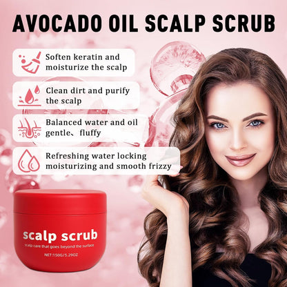 Exfoliante de cuero cabelludo con aceite de aguacate, rico en extracto de pomelo, extracto de semilla de uva y piedra pómez, exfoliante natural y cuero cabelludo seco, sin gluten, vegano