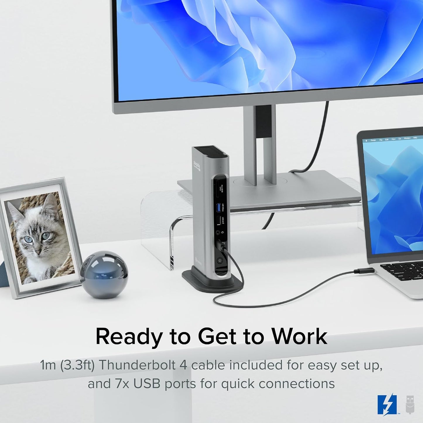 Plugable Base Thunderbolt 4 16 en 1: monitores 4K duales para MacBook Air/Pro M4/M5, carga de 100 W, 2 HDMI, 2 puertos DisplayPort, Ethernet 2.5G, 7 USB, lector de tarjetas MicroSD/SD, compatible con Windows y USB4