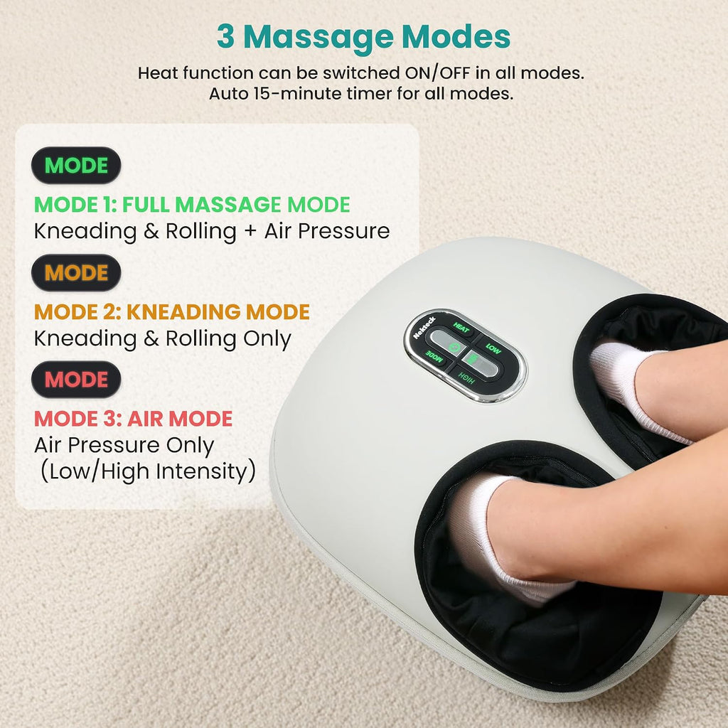 Nekteck Shiatsu - Masajeador de pies con compresión de calor y aire...