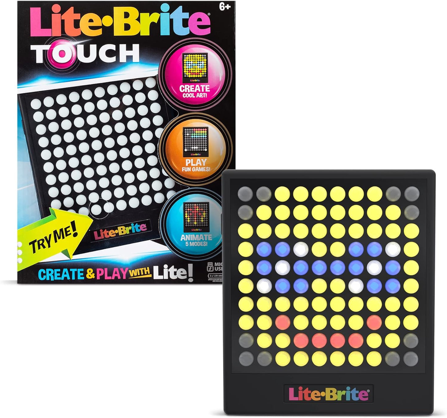 Lite-Brite Touch - Crea, Juega y Anima - Juguete Portátil de Aprend...