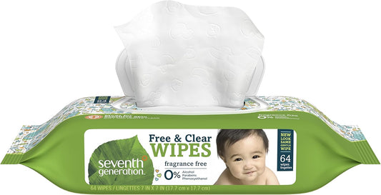 Seventh Generation, toallitas húmedas para bebés gruesas y resistentes Free and Clear con dispensador con tapita, 768 unidades