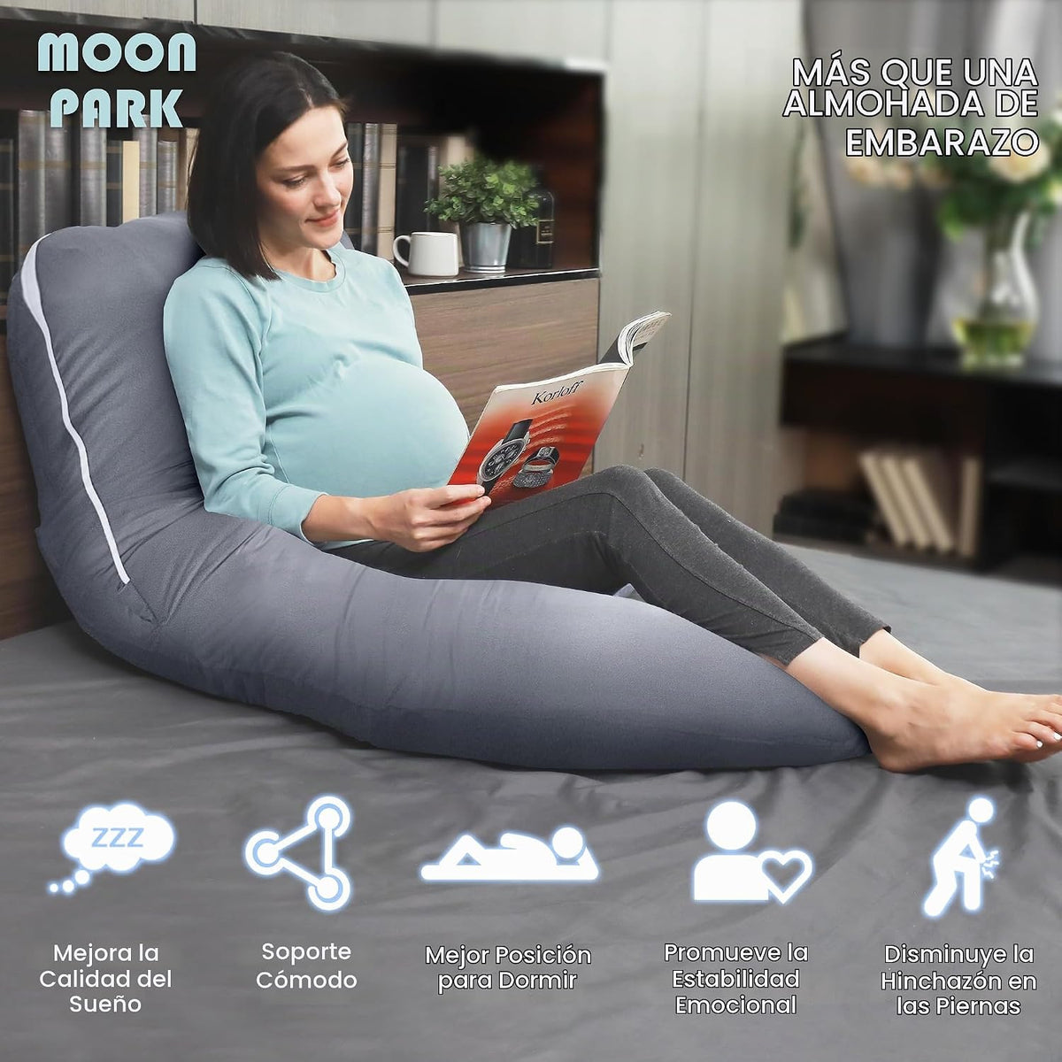 MOON PARK-Almohadas de embarazo y maternidad de cuerpo completo par...
