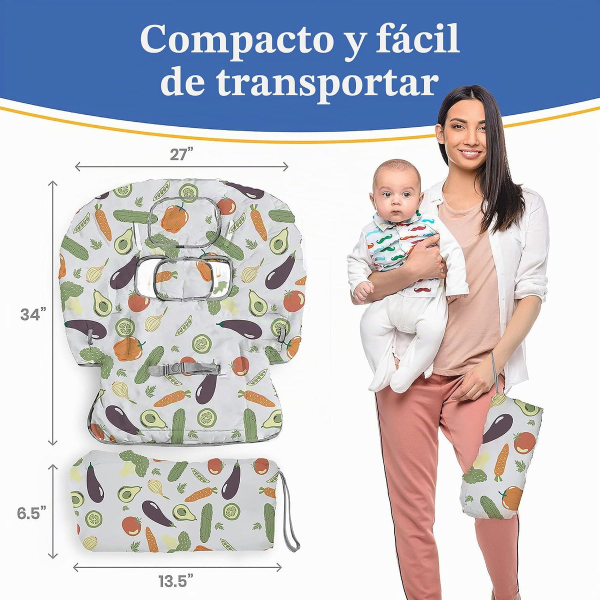 PILLANI Funda para carrito de compras para bebé, funda para silla a...