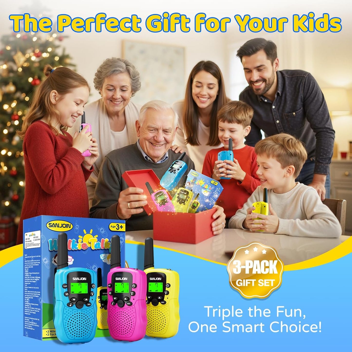 Walkie Talkies para Niños Recargables, 2000 mAh Duración de 3-4 Día...