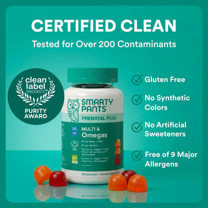 SmartyPants Gomitas multivitamínicas prenatales, Omega 3 (DHA\/EPA)...