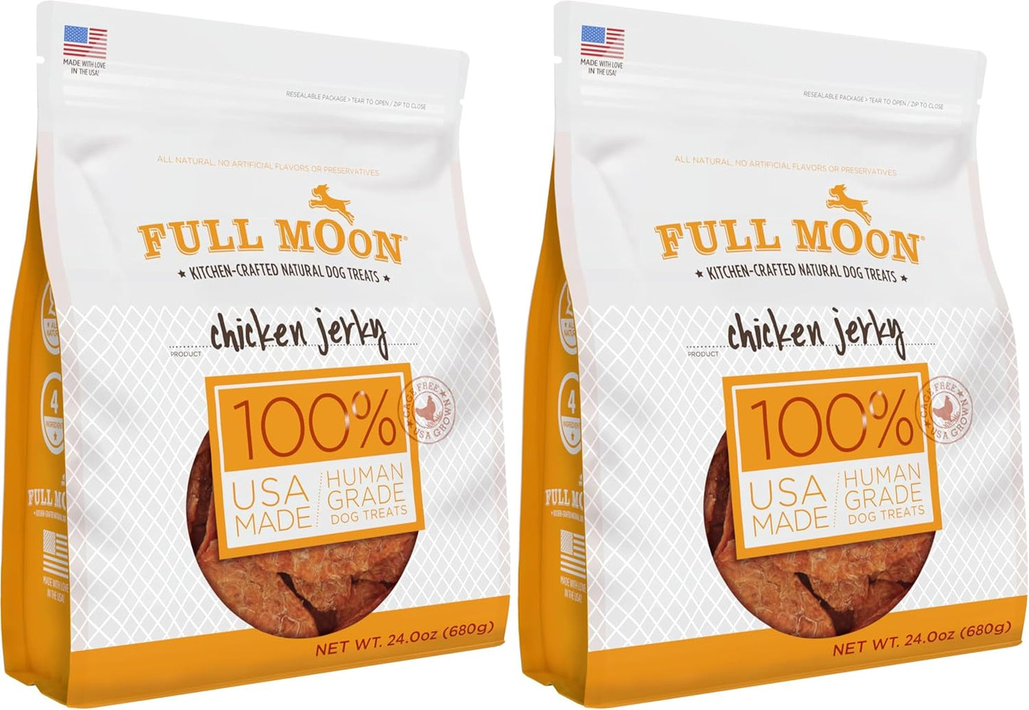 Golosinas de cecina de pollo Full Moon para perros | Grado apto par...