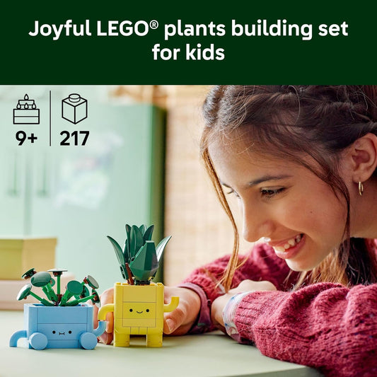 LEGO Botanicals Happy Plants - Juguete de construcción para niños, niñas y niños de 9 años en adelante, decoración de sala de juegos para escritorio o estante, regalo para cesta de Pascua, planta artificial de interior para jugar y exhibir - 10349