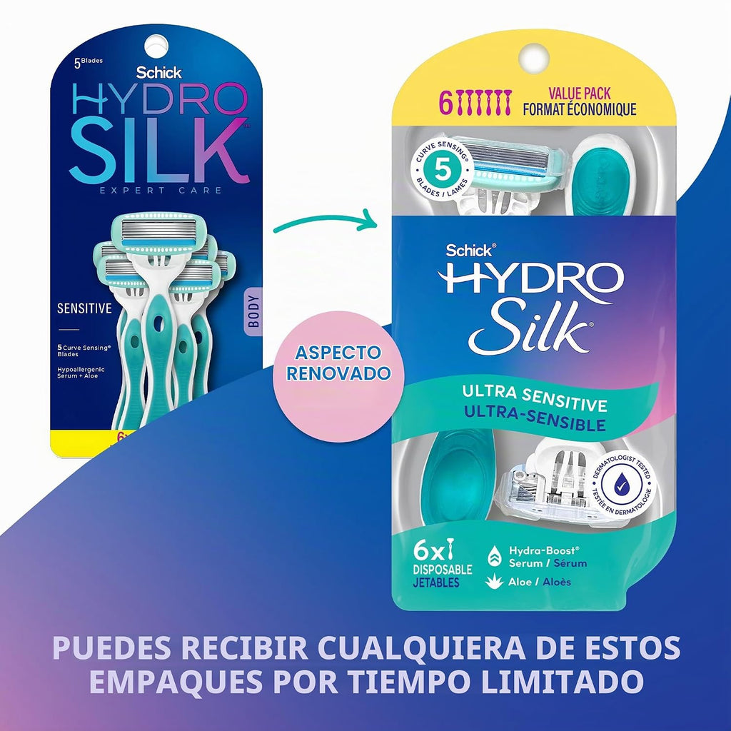 Schick Hydro Silk Sensitive - Maquinillas de afeitar desechables pa...