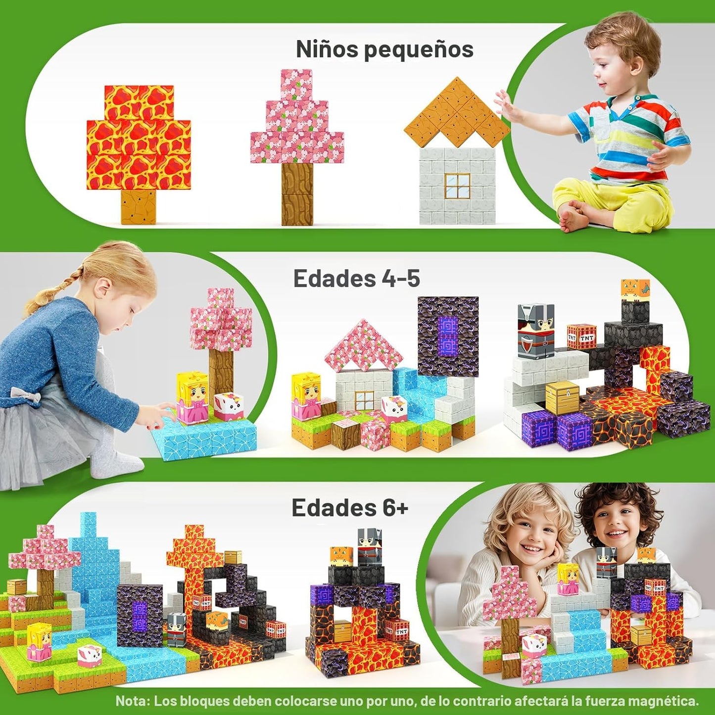 Bloques magnéticos \u2013 Build Mine Magnet World Magic Portal Set,...