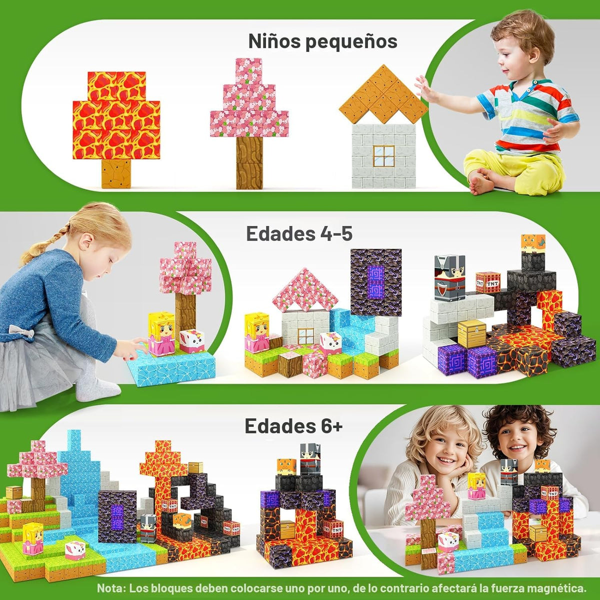 Bloques magnéticos \u2013 Build Mine Magnet World Magic Portal Set,...