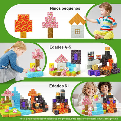 Bloques magnéticos \u2013 Build Mine Magnet World Magic Portal Set,...