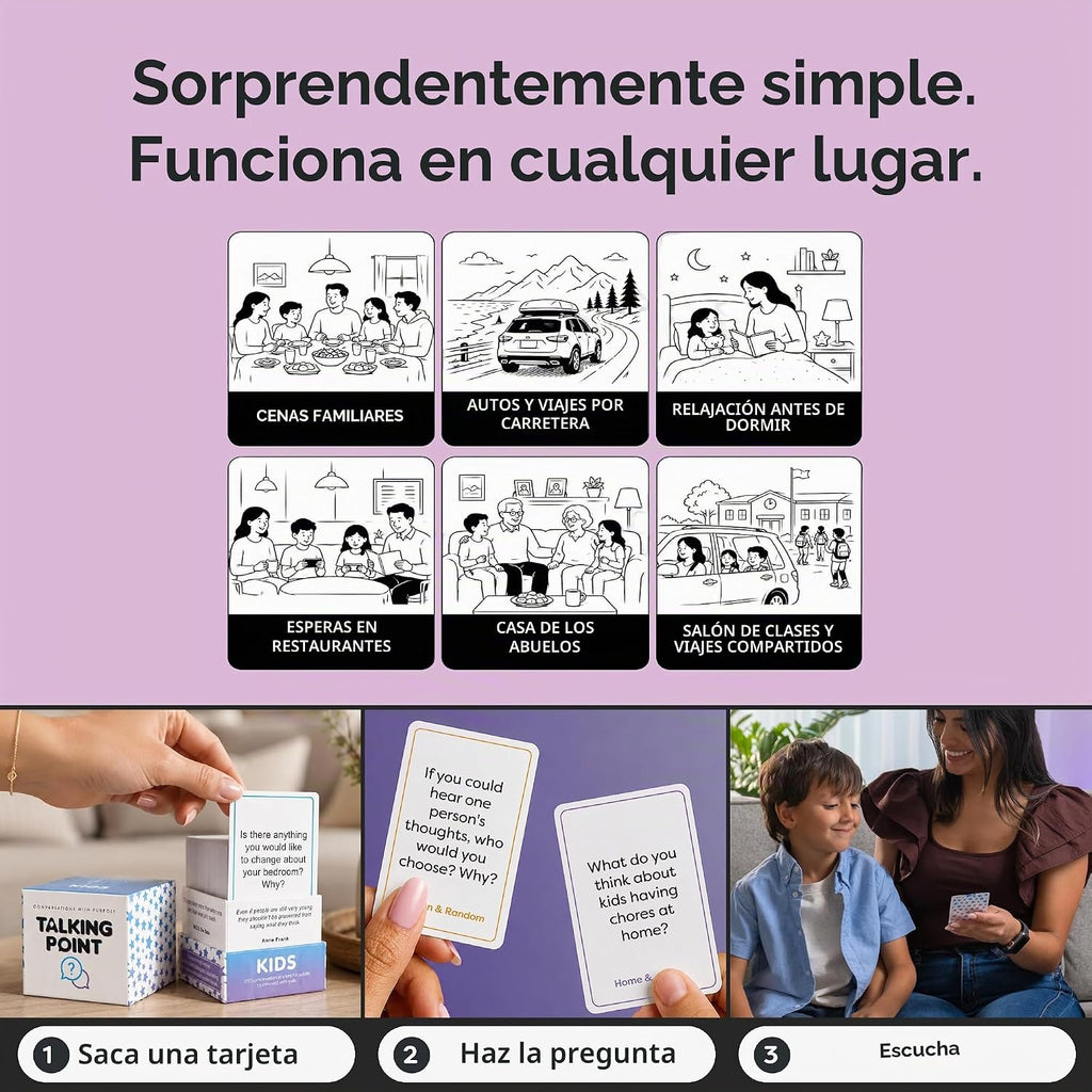 200 tarjetas de conversación para niños, juego de cena familiar sin...