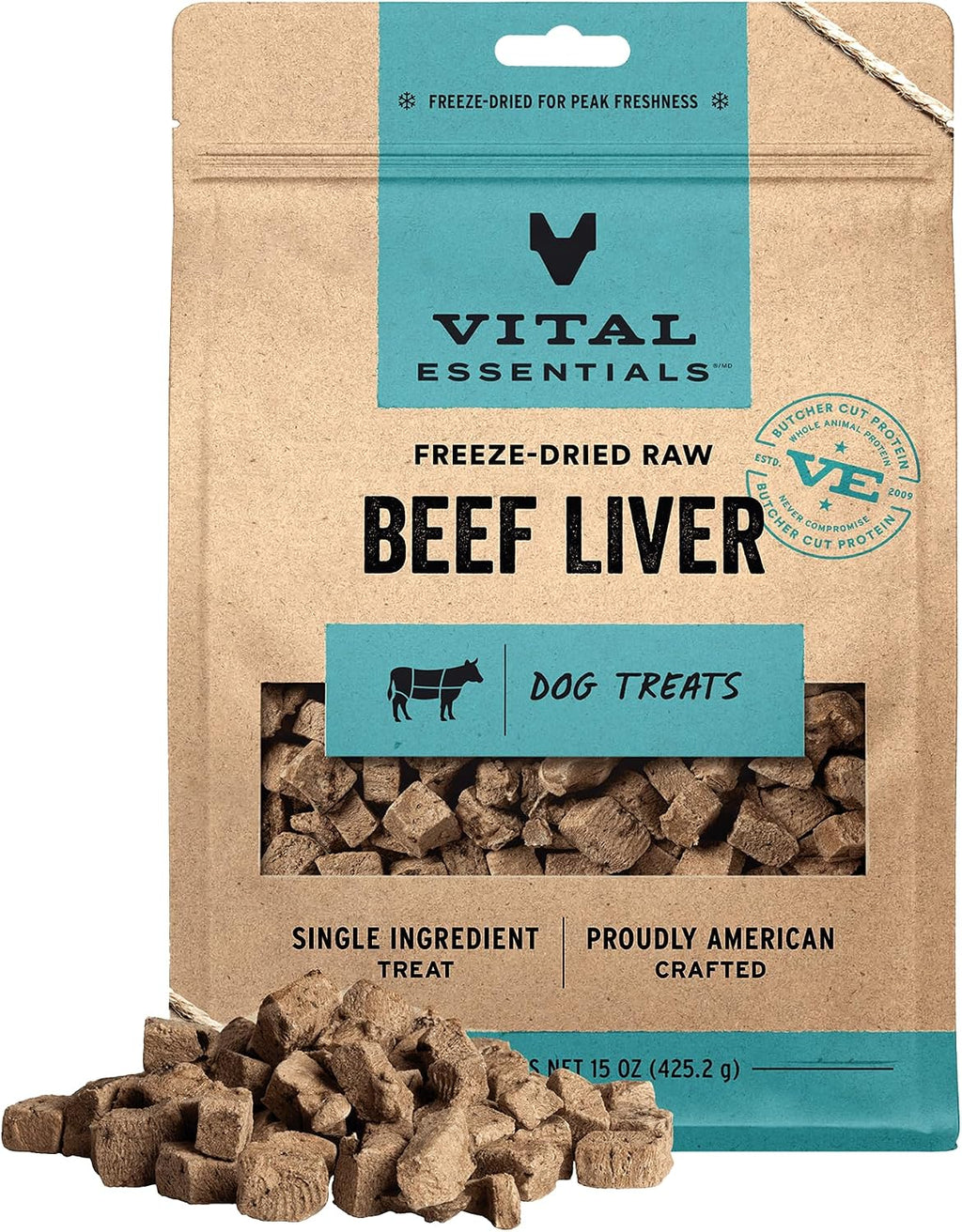 Vital Essentials Golosinas liofilizadas para perros, hígado de res,...
