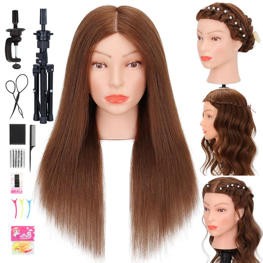 Cabeza de maniquí de cabello humano 100% real para cosmetología, ca...