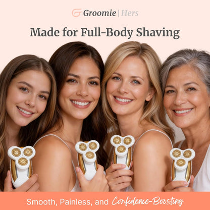 Groomie Hers LuxePro - Afeitadora eléctrica corporal para mujer, af...